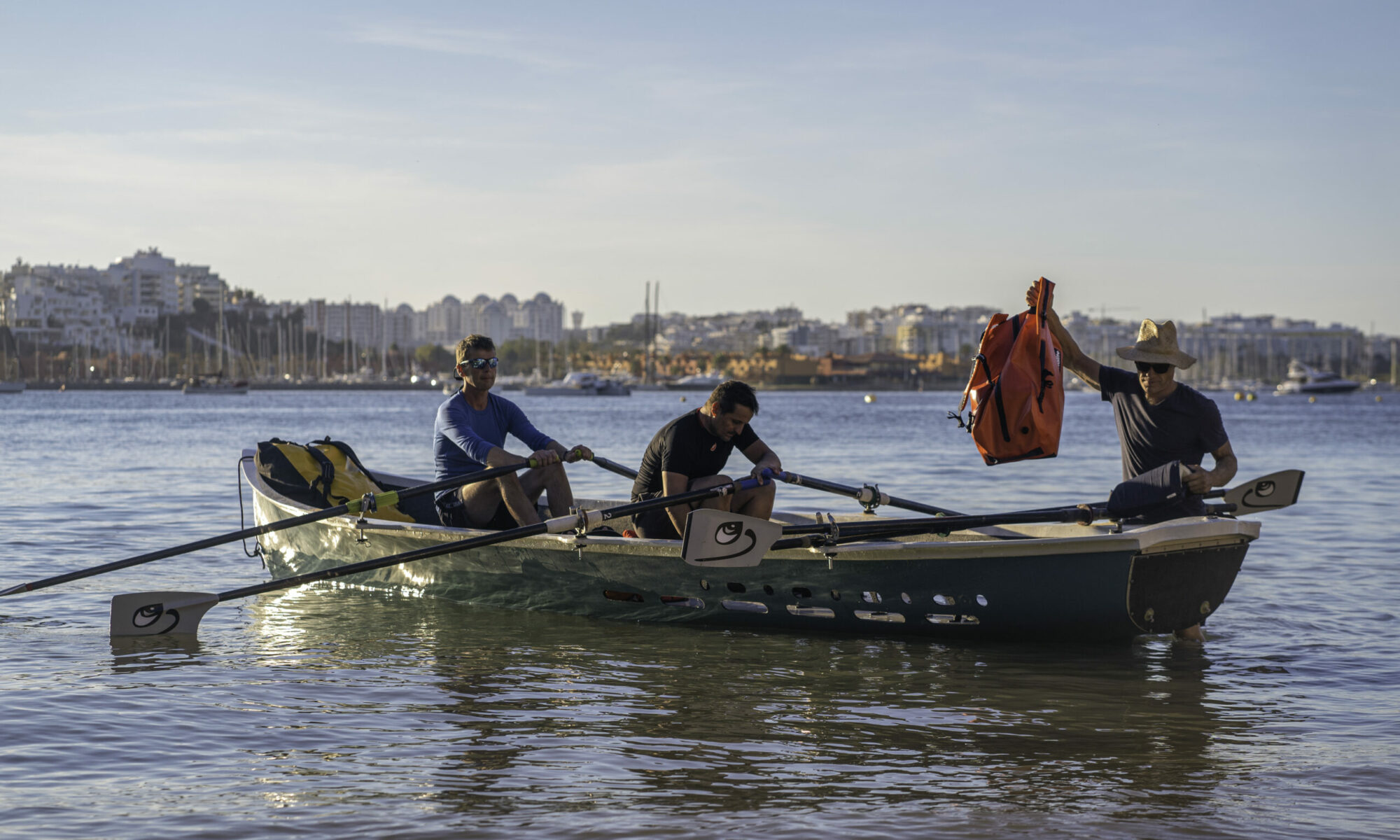C-row rowing at sea coastal rowing in Algarve Portimao