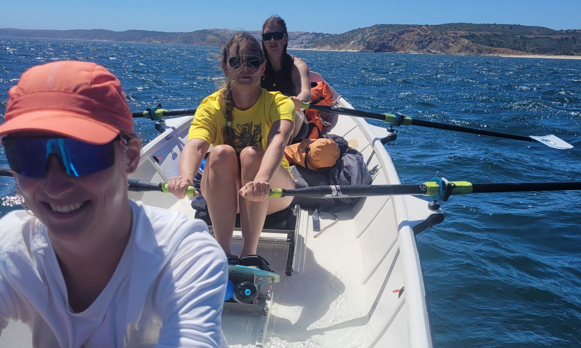 C-row rowing at sea coastal rowing in Algarve Portimao Lagos